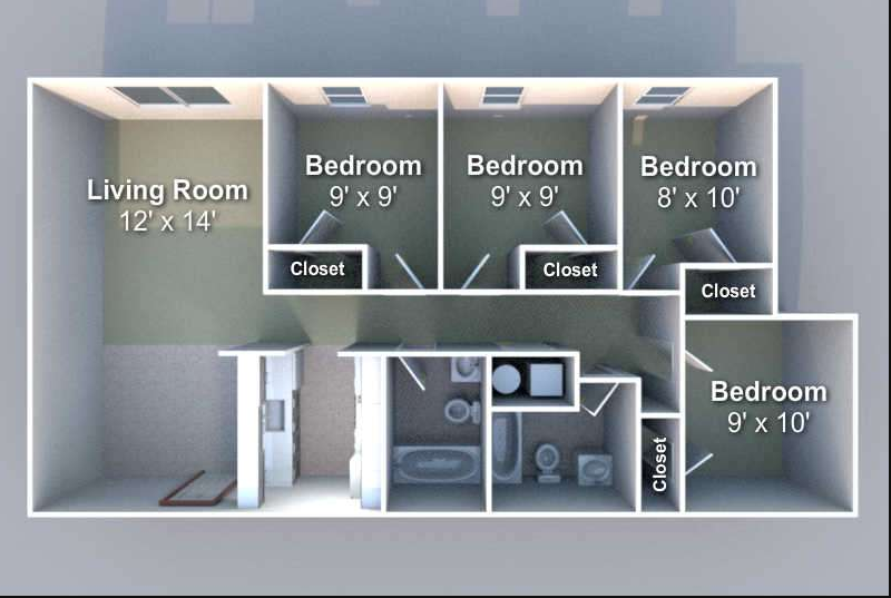 300 N. Salisbury Alternate 4 Bedroom Floor Plan Example Illustration